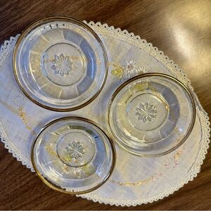 Set of 3 Glass with Gold Rim Drink Coasters - Star Pattern